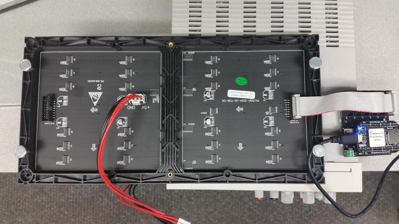 PocketBeagle Driving a P5 RGB LED Matrix via the PocketScroller Cape